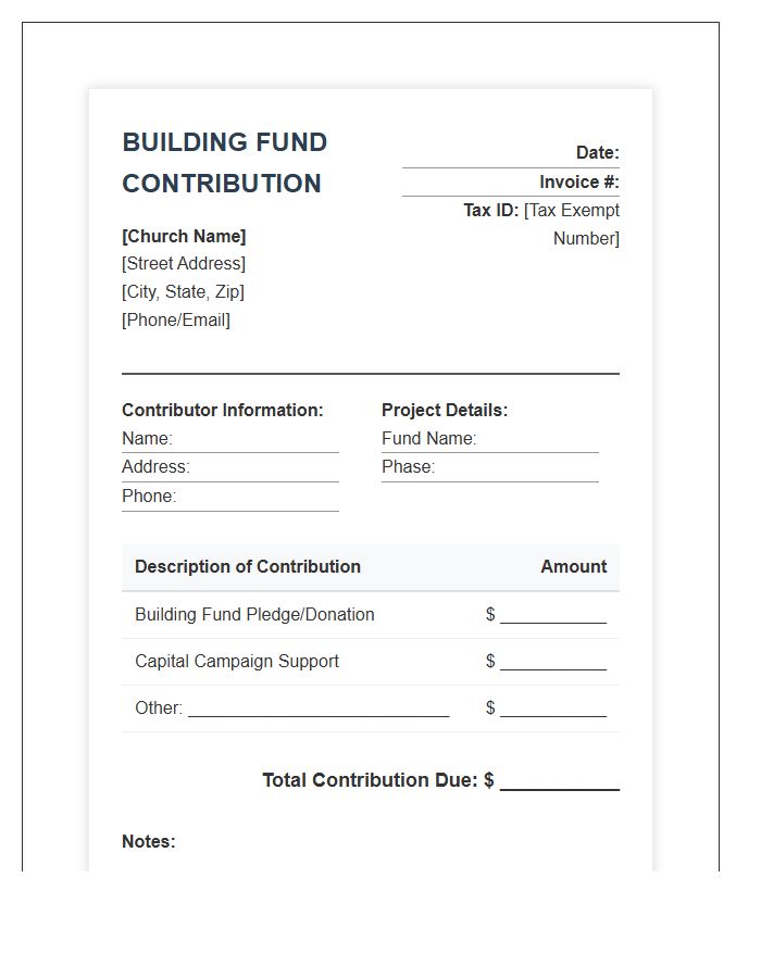 Christian Building Fund Contribution Invoice Template