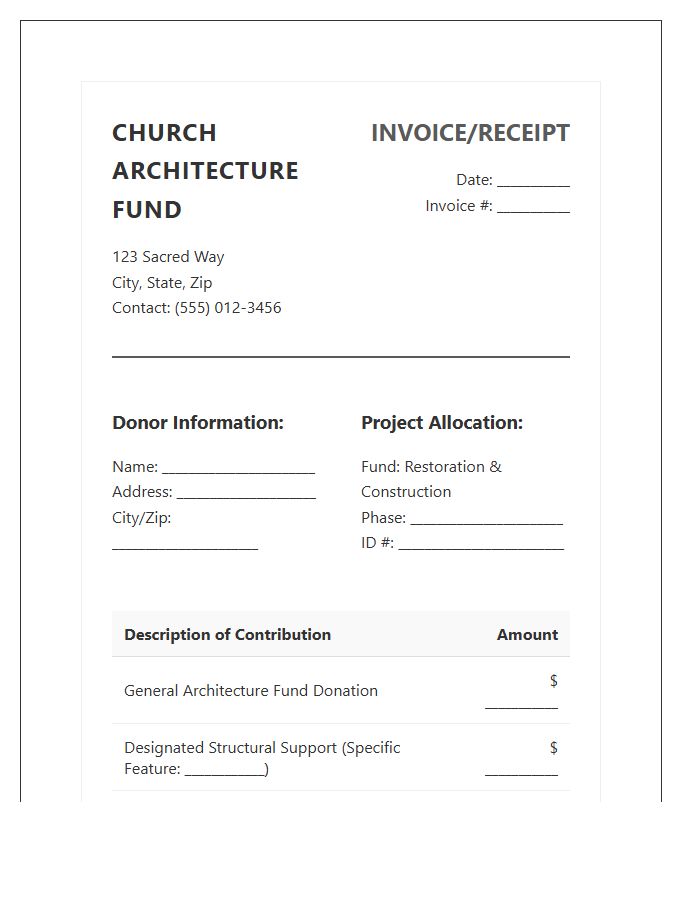 Church Architecture Fund Donation Invoice Template