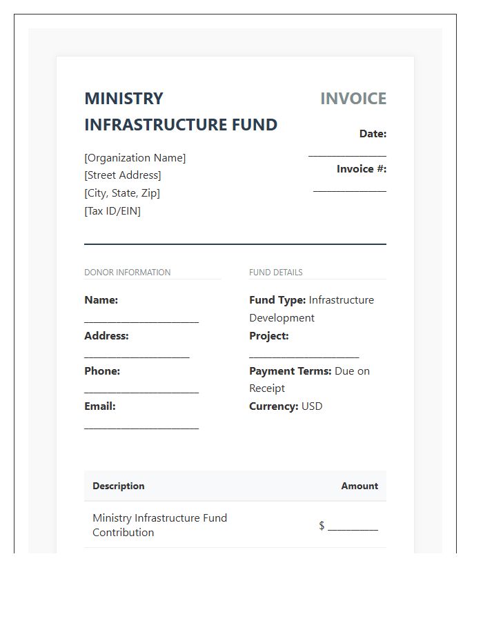 Ministry Infrastructure Fund Donation Invoice Template