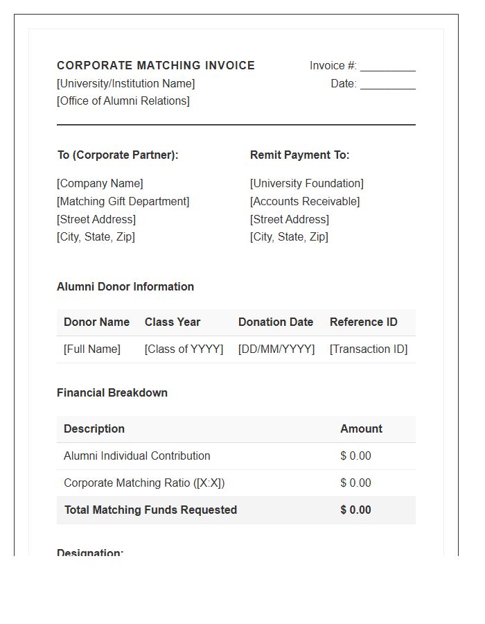 Corporate Matching Alumni Donation Invoice Template