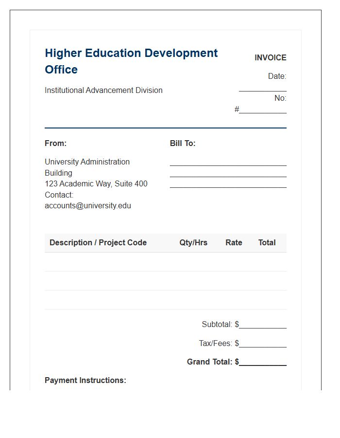 Higher Education Development Office Invoice Template