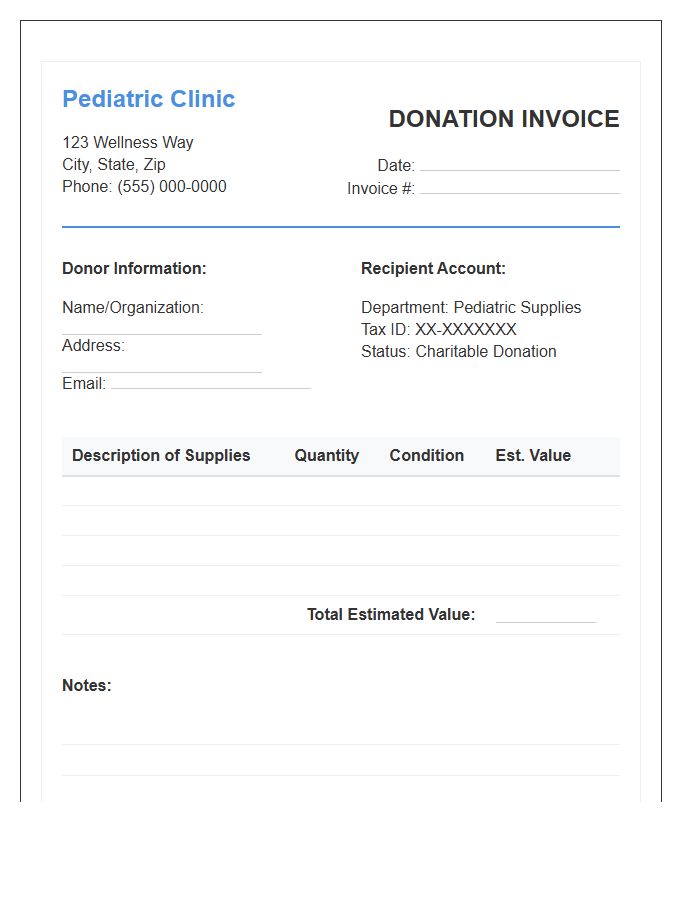 Pediatric Clinic Medical Supply Donation Invoice Template
