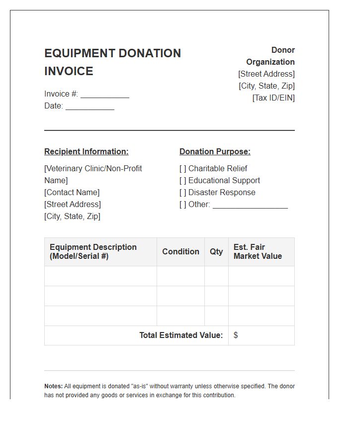 Veterinary Medical Equipment Donation Invoice Template