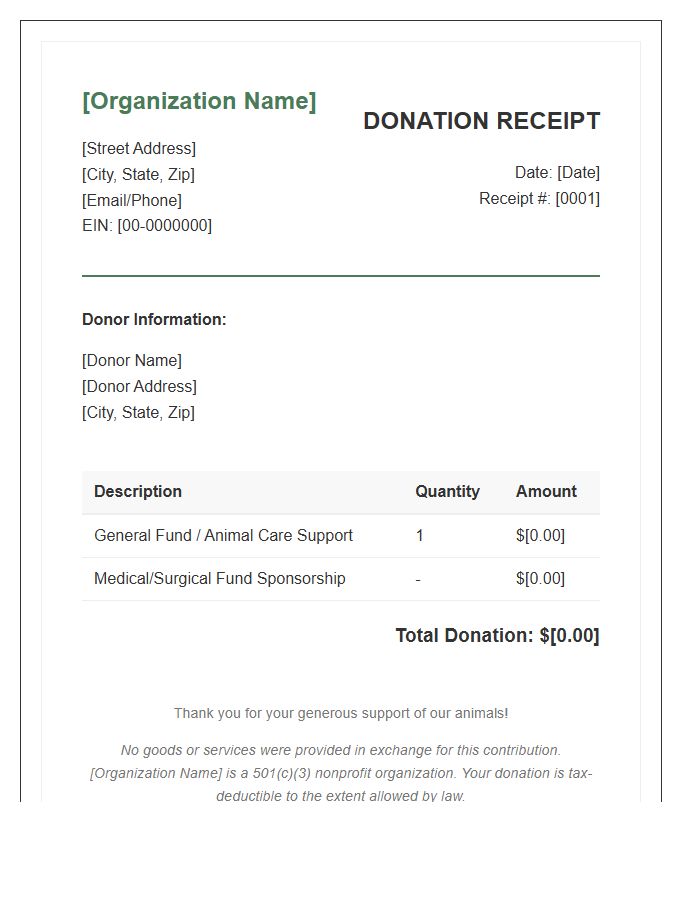 Nonprofit Animal Welfare Donation Invoice Template
