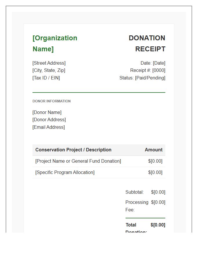 Biodiversity Conservation Donation Invoice Template