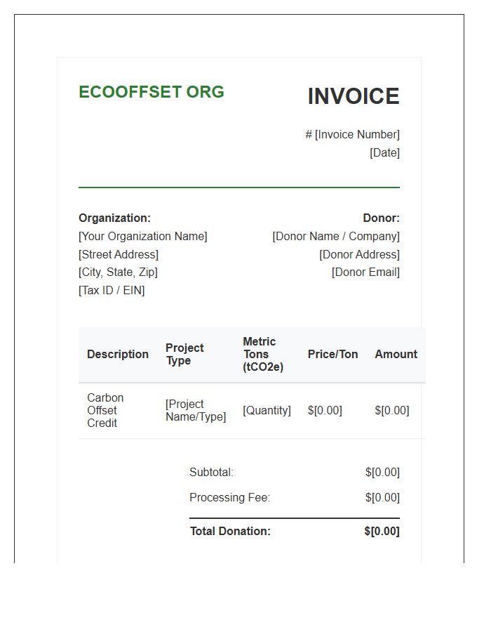 Carbon Offset Donation Invoice Template