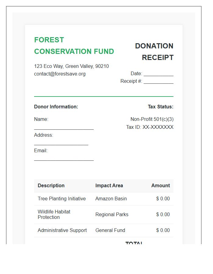 Forest Conservation Donation Invoice Template