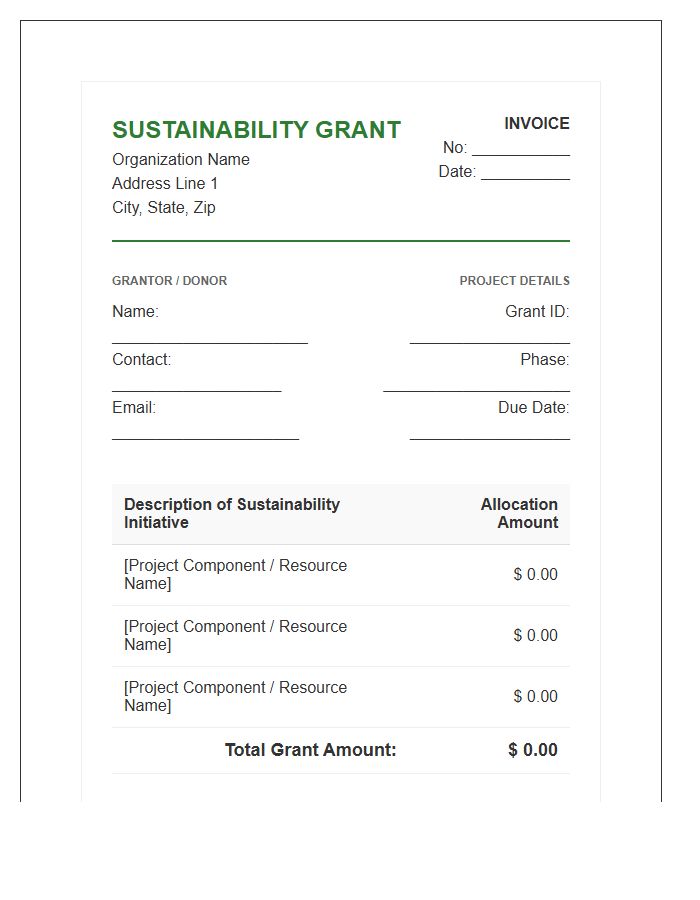 Sustainability Grant Donation Invoice Template
