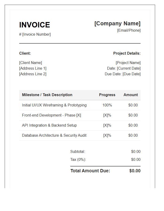 Site Development Progress Invoice Template