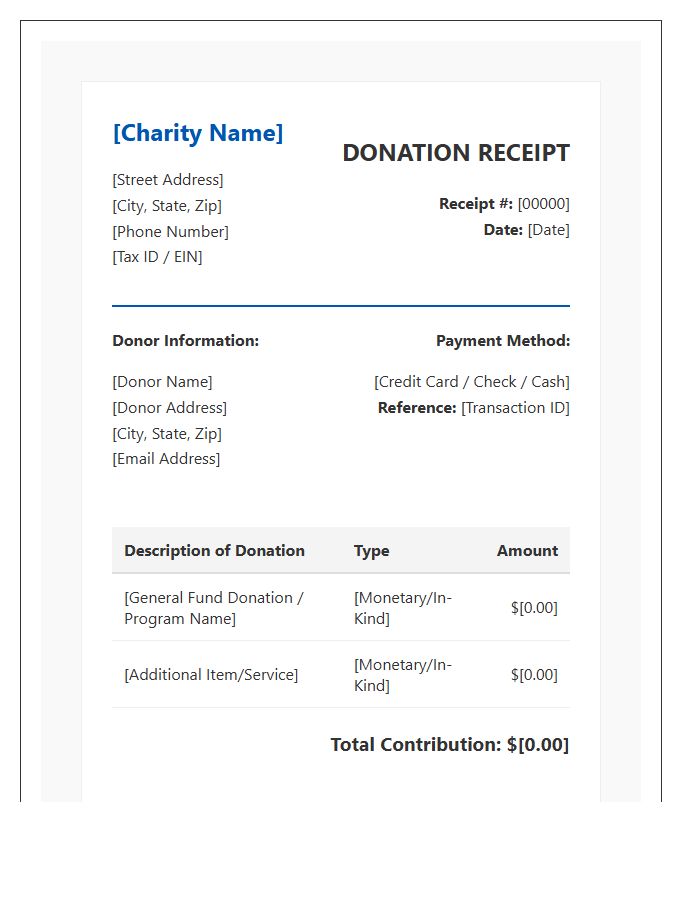 Charity Community Center Donation Invoice Template