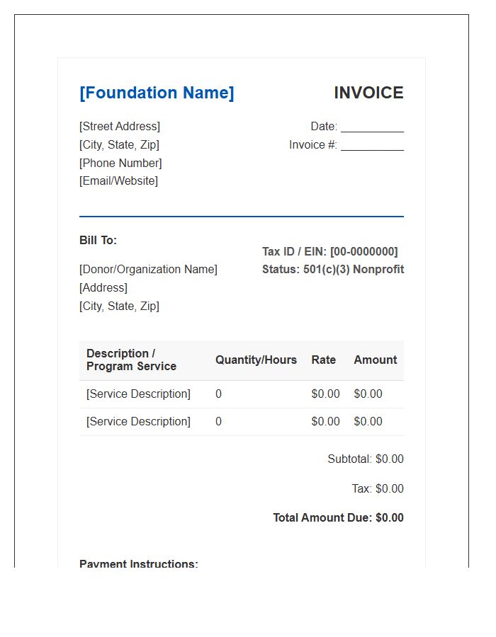 Nonprofit Foundation Billing Invoice Template