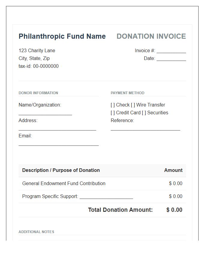 Philanthropic Fund Donation Invoice Template