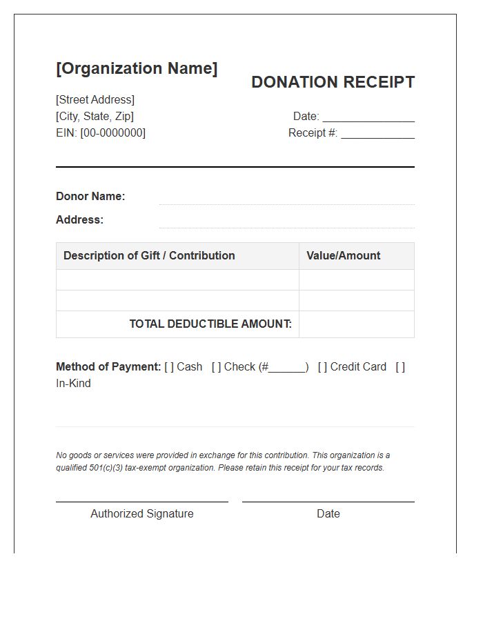 Tax Deductible Gift Invoice Template