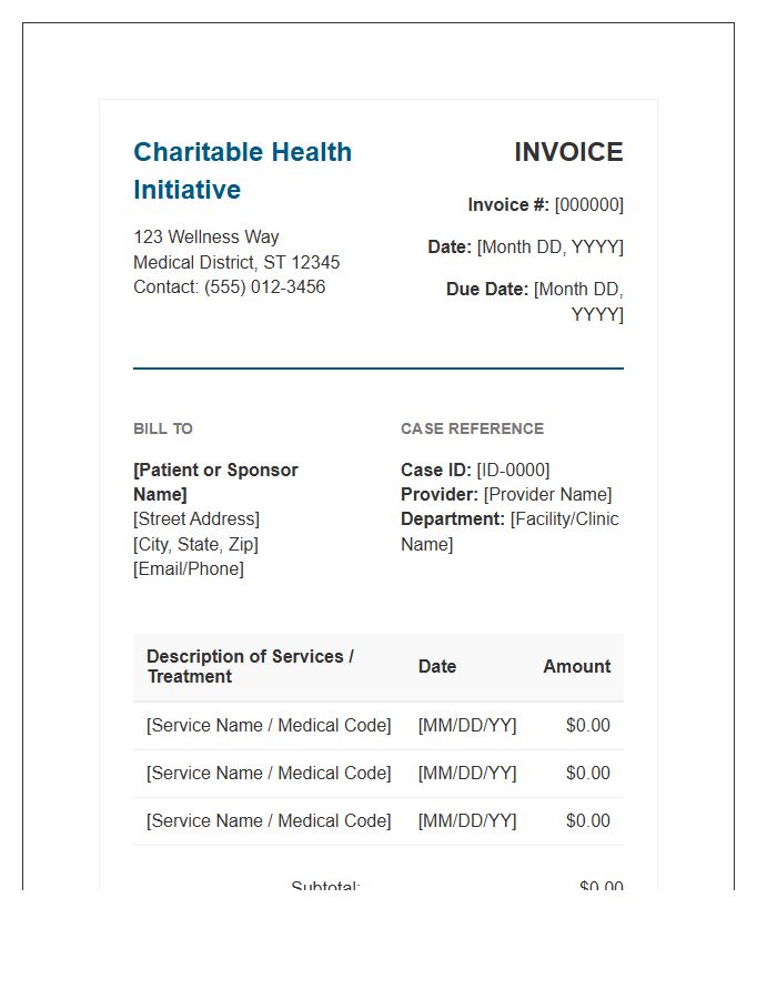 Charitable Health Initiative Billing Invoice Template