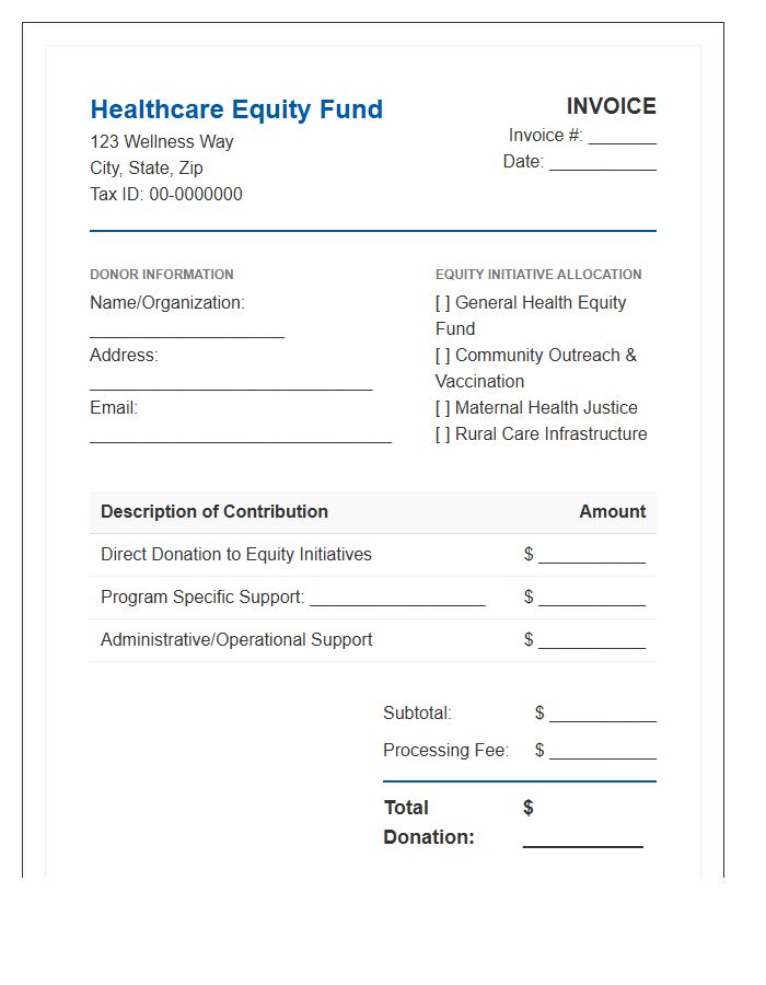 Healthcare Equity Donation Invoice Template