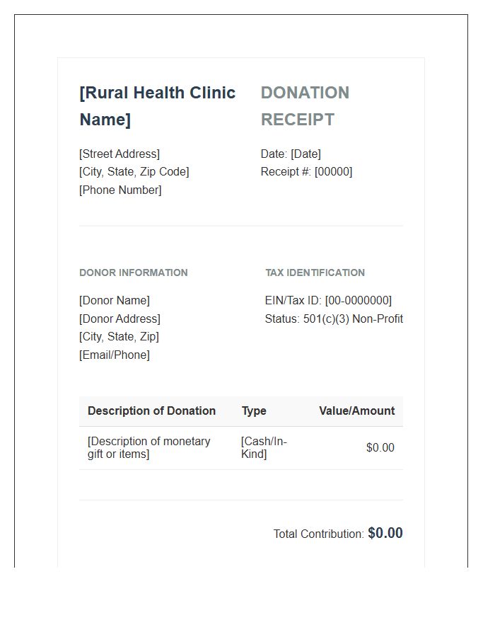 Rural Health Clinic Donation Invoice Template