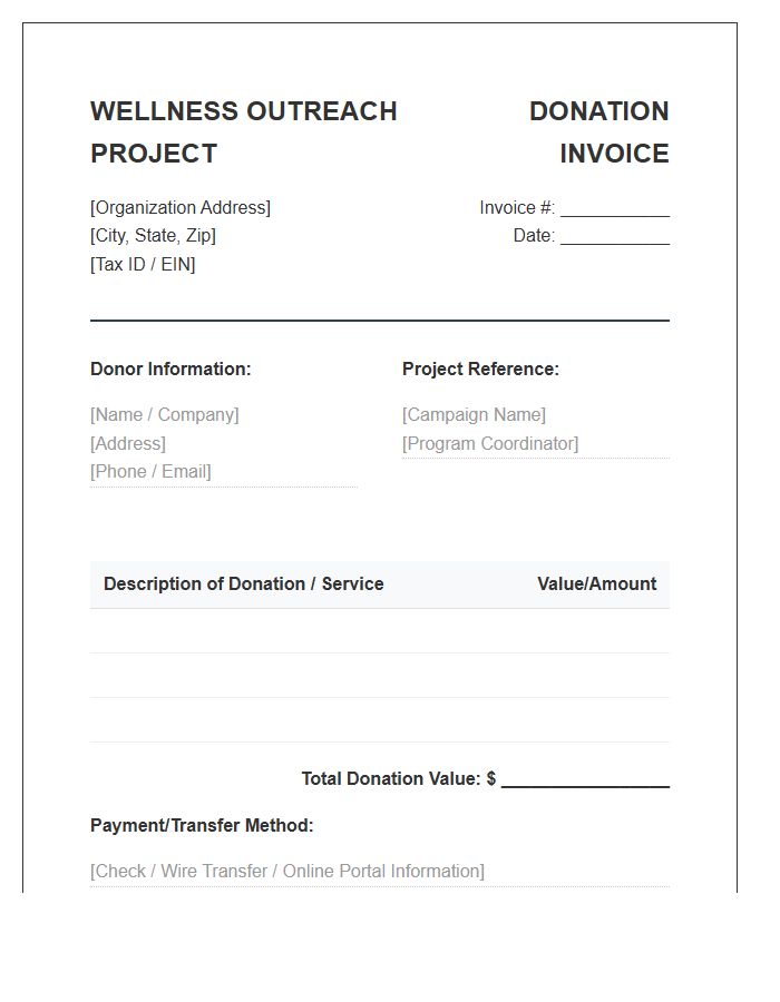 Wellness Outreach Project Donation Invoice Template