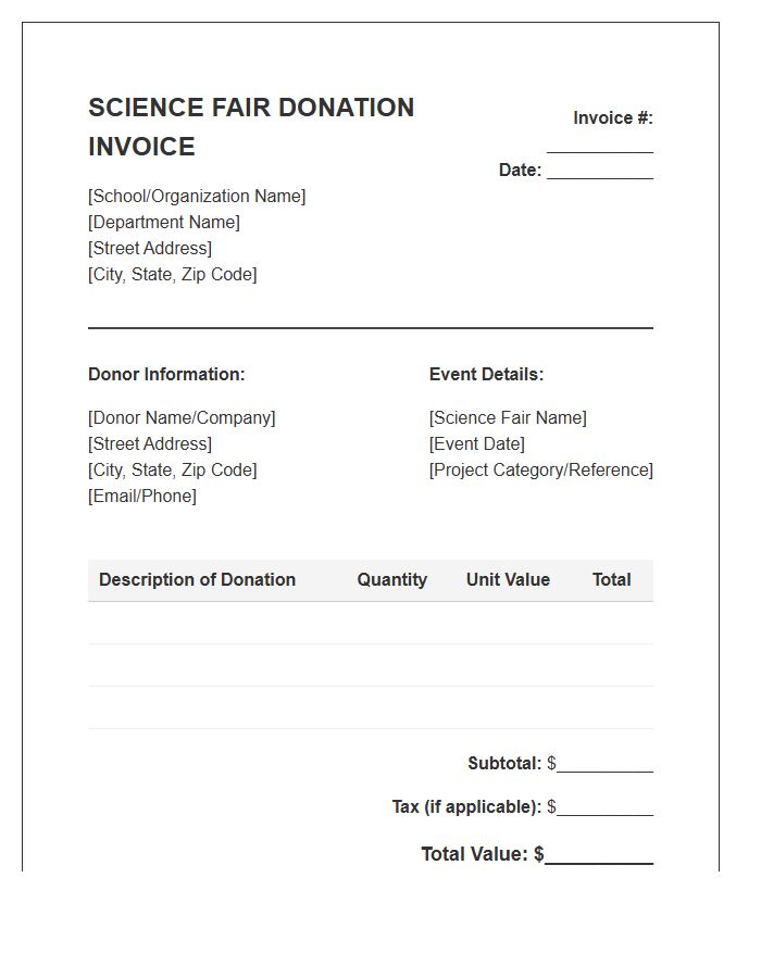 Educational Science Fair Donation Invoice Template