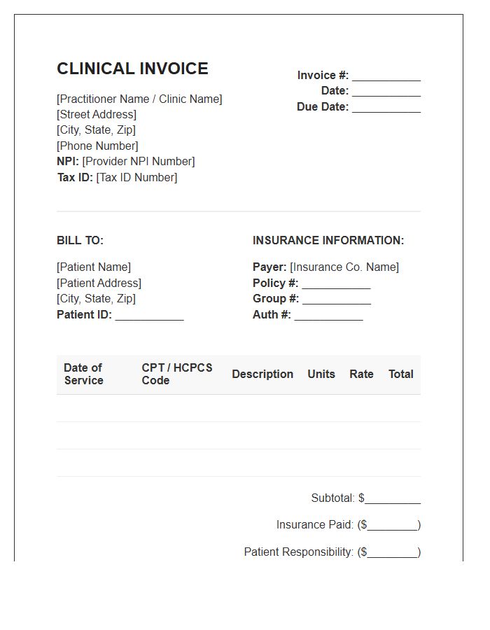 Clinical Practitioner Billing Invoice Template