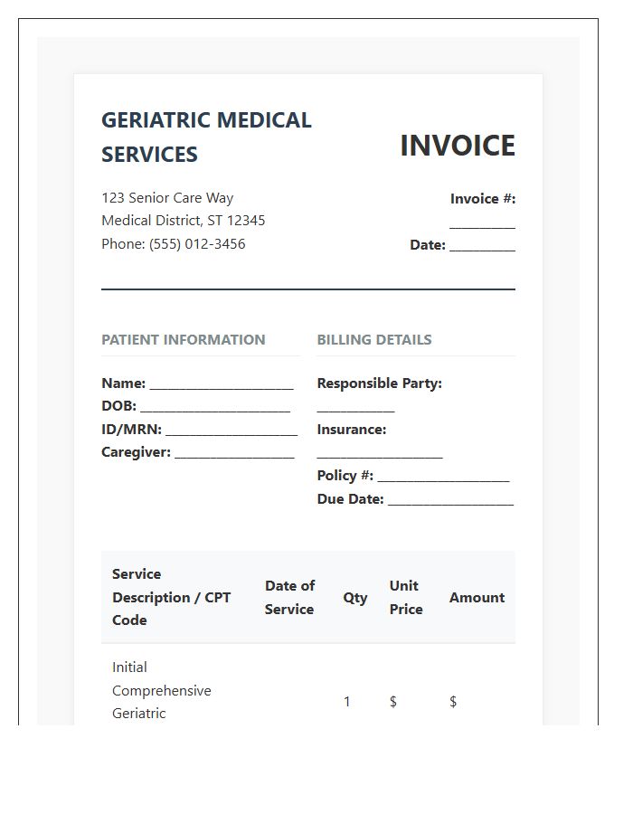 Geriatric Medical Consultation Invoice Template