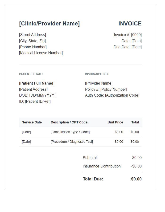 Private Healthcare Consultation Invoice Template