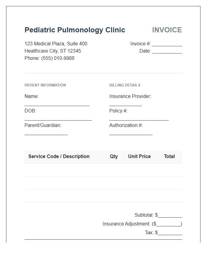 Pediatric Pulmonology Clinic Invoice Template