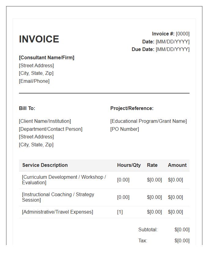 Educational Services Consulting Invoice Template