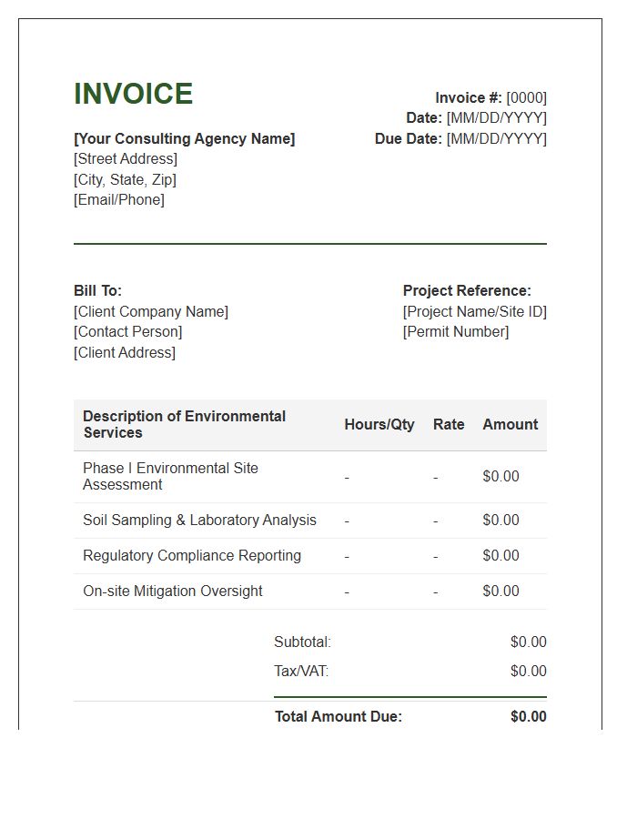 Environmental Consulting Service Invoice Template
