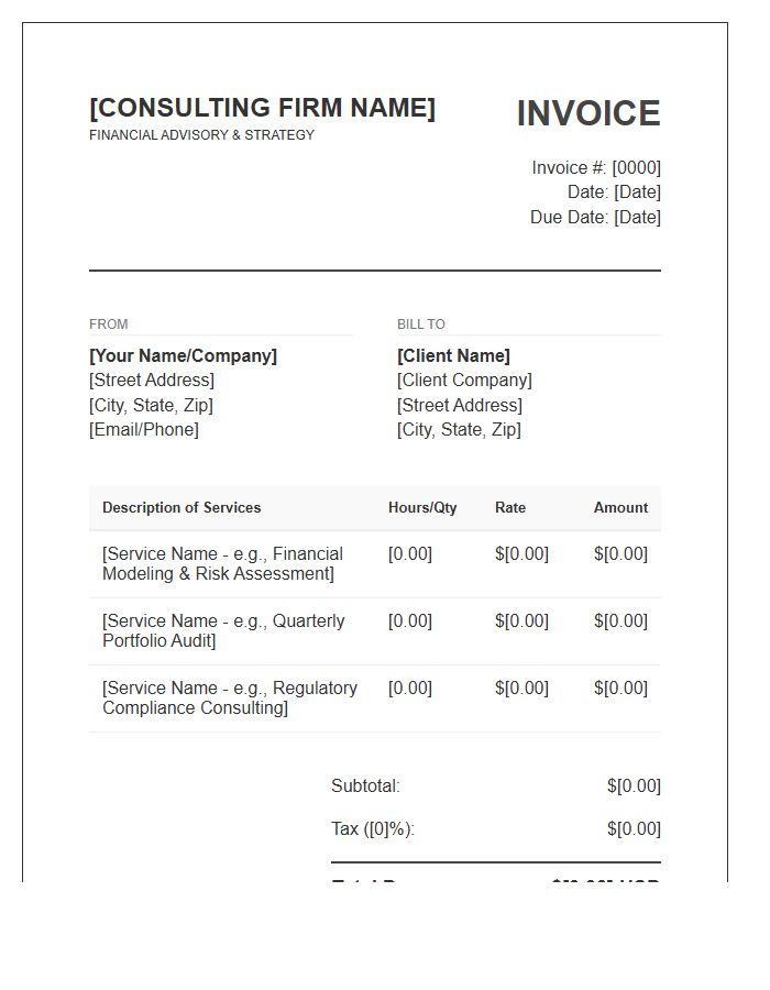 Financial Services Consulting Invoice Template