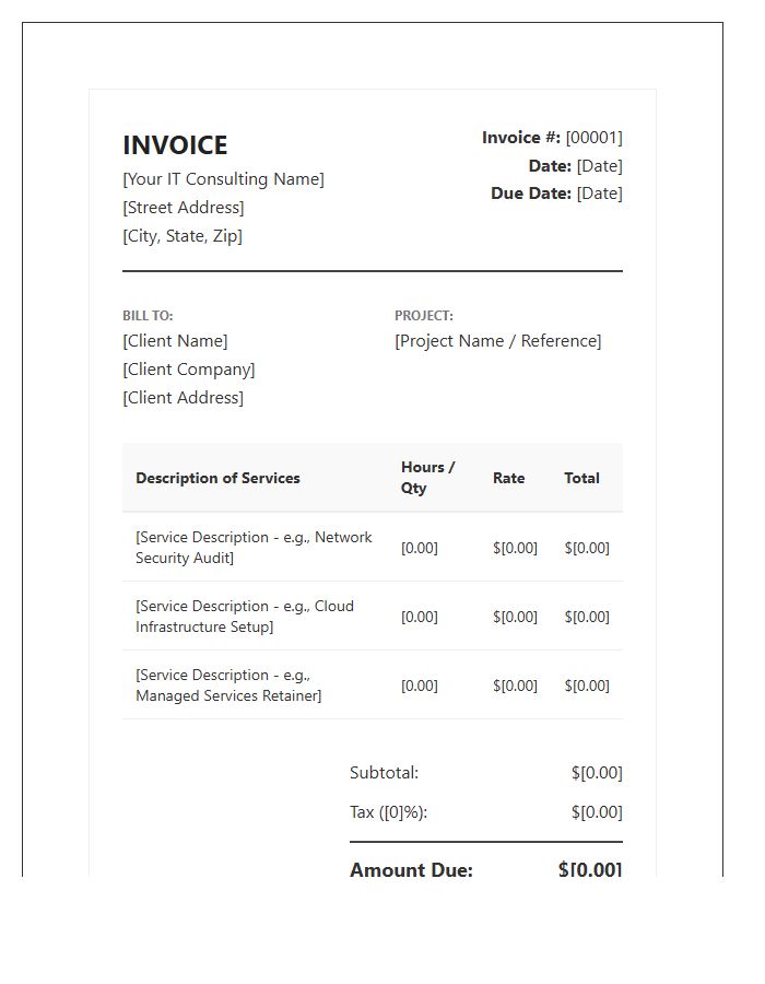 Information Technology Consulting Invoice Template