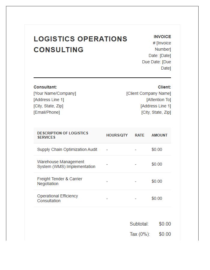 Logistics Operations Consulting Invoice Template