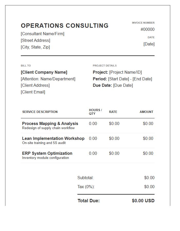 Operations Management Consulting Invoice Template