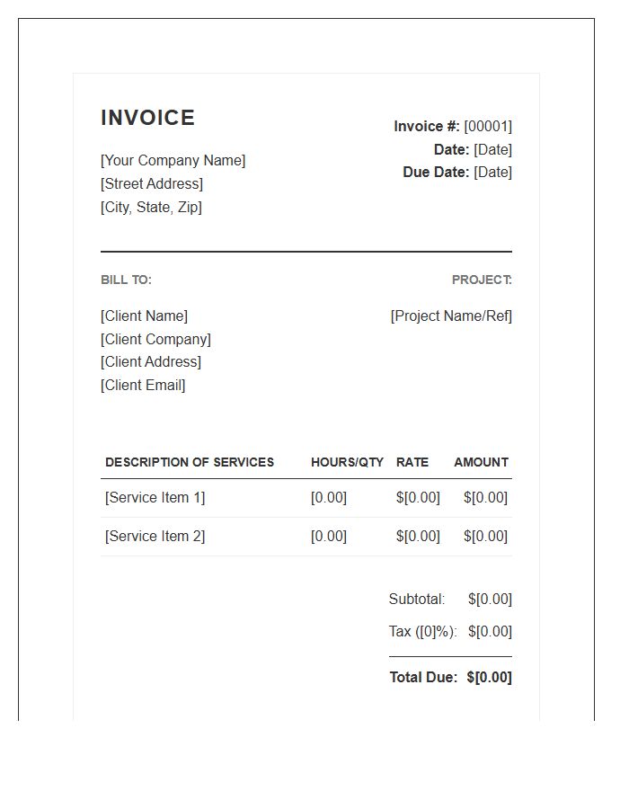 Professional Consulting Services Invoice Template