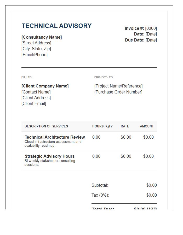 Technical Advisory Consulting Invoice Template