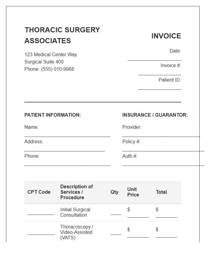 Thoracic Surgery Patient Invoice Template