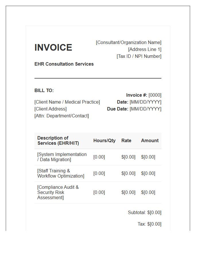 Electronic Health Record Consultation Invoice Template