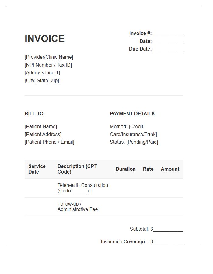 Telehealth Consultation Service Invoice Template