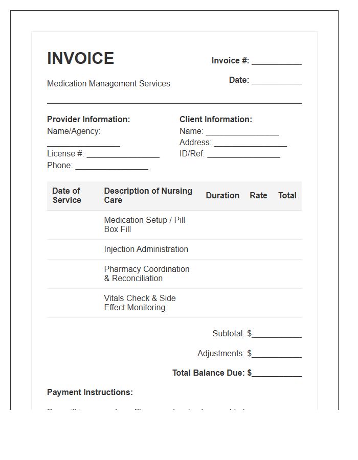 Medication Management Nursing Invoice Template