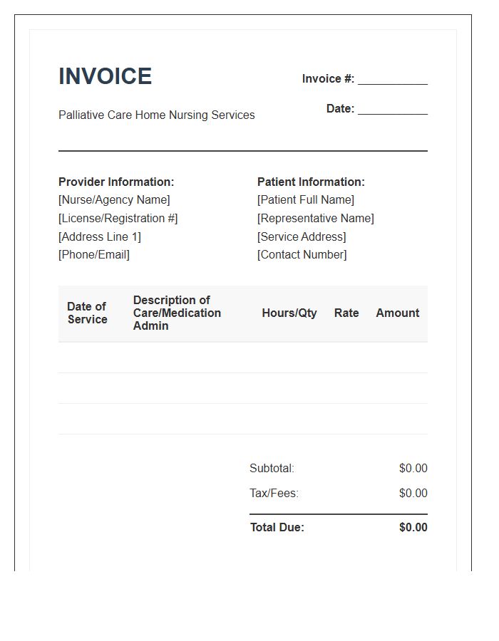 Palliative Care Home Nursing Invoice Template