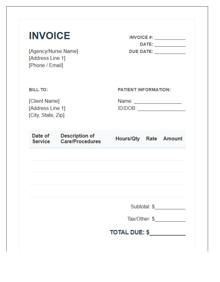 Specialized Home Nursing Invoice Template