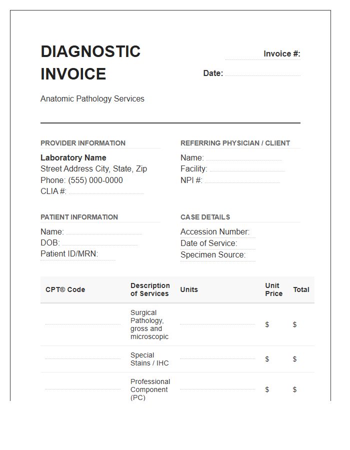 Anatomic Pathology Diagnostic Invoice Template