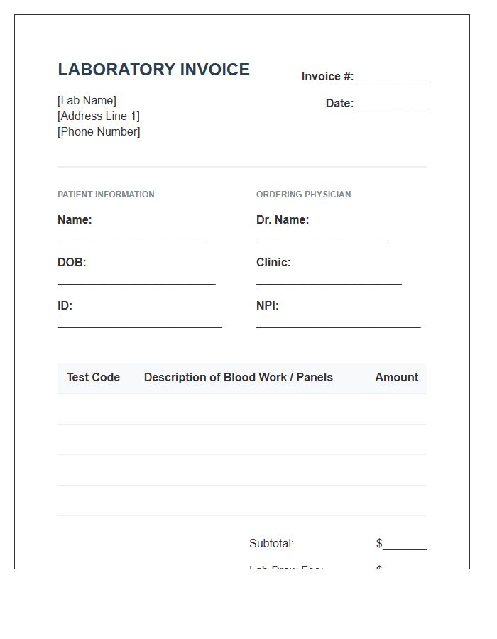 Blood Work Lab Invoice Template