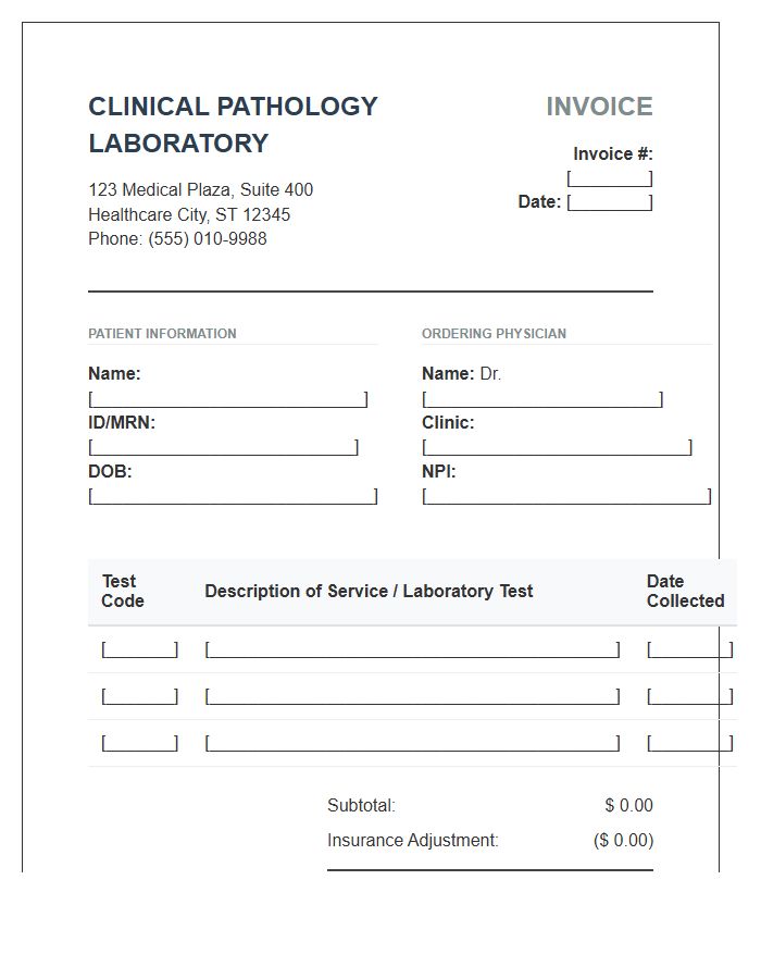Clinical Pathology Laboratory Invoice Template