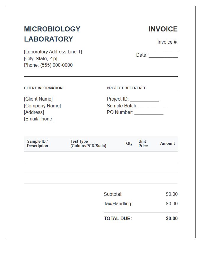 Microbiology Lab Analysis Invoice Template
