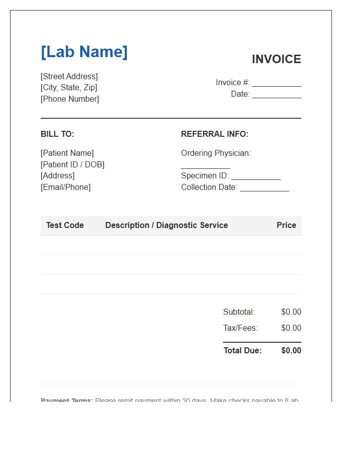 Private Lab Diagnostic Invoice Template
