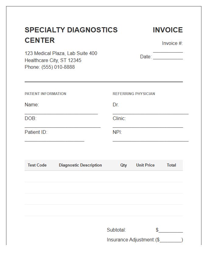 Specialty Diagnostics Center Invoice Template