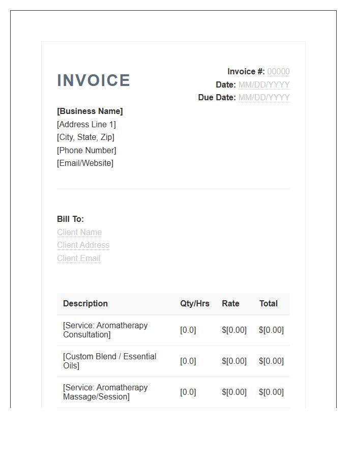 Aromatherapy Professional Invoice Template