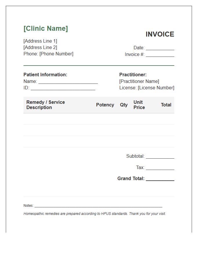Homeopathic Medicine Invoice Template