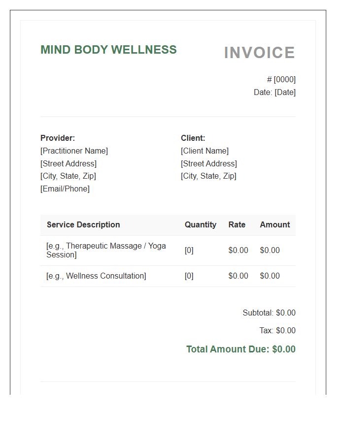 Mind Body Wellness Invoice Template