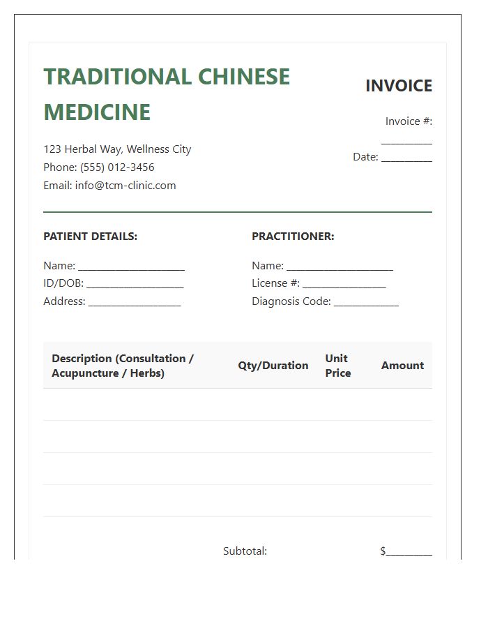 Traditional Chinese Medicine Invoice Template